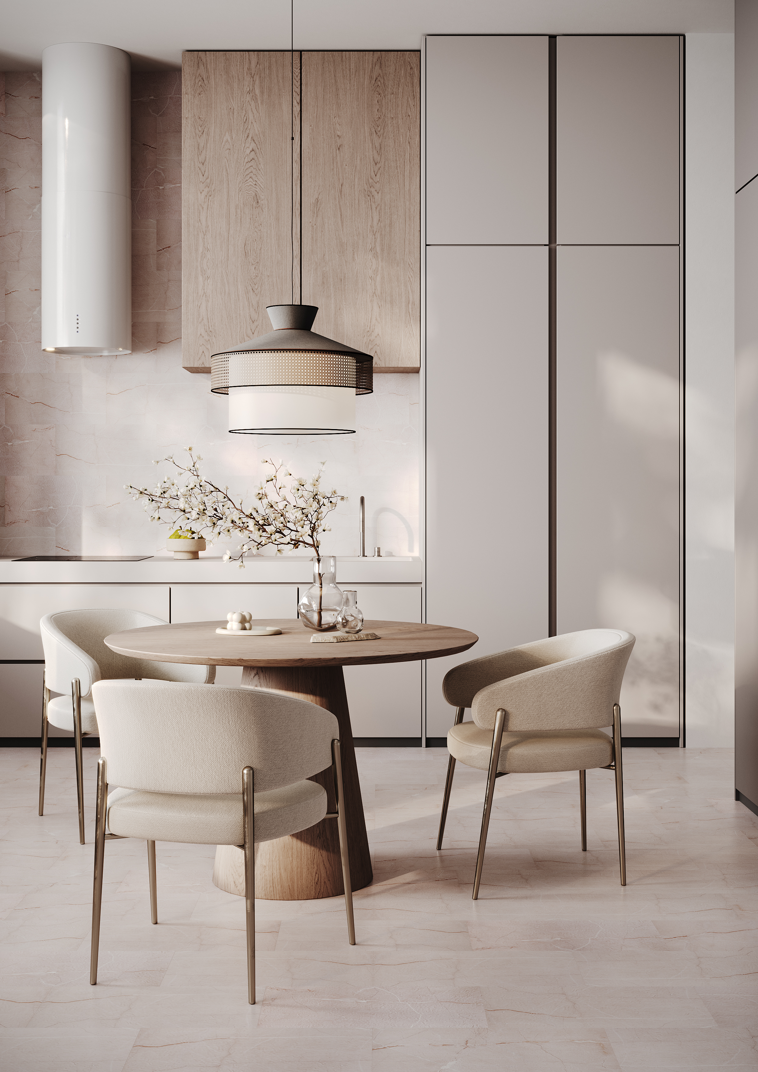 Кварцвиниловый SPC ламинат Home Expert Rock Crema Nuova 9102 610×305×4 фото в интерьере